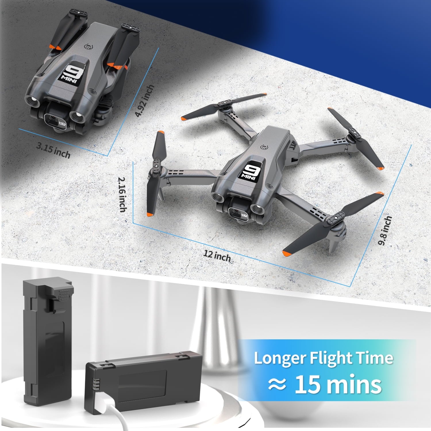 Foldable Drone with 1080P HD FPV Camera, WiFi Remote Control Quadcopter, 360° Flip and Waypoint Flight, Ideal for Kids, Adults, and Beginners - Includes 2 Batteries - Black